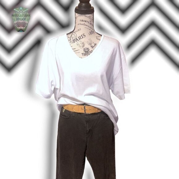 VINTAGE Totally 80’s Oversized Classic Plain White Tee, Erika & Co. Brand New, L - Picture 5 of 6